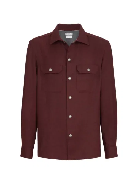 Geacă cămașă Brunello Cucinelli de flanelă roșu