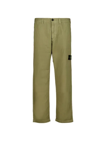 Pantaloni chino Stone Island cu model herringbone cu strasuri verde