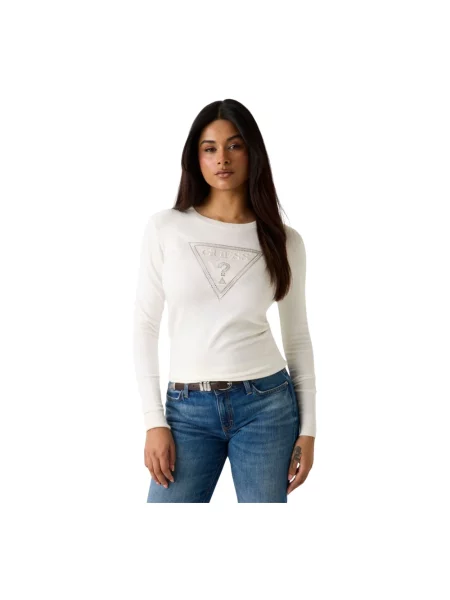 Sweter Guess z logo biały