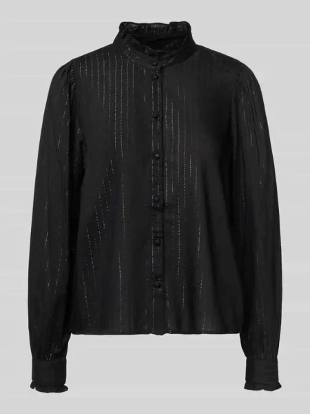 Bluzka o kroju regular fit z długim rękawem z mieszanki model ‘BUMPY’ Vero Moda czarna