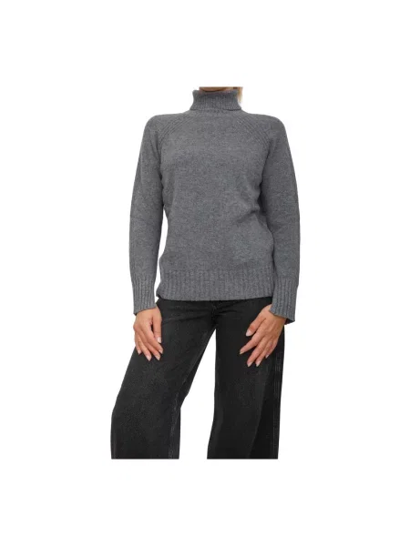 Twinset sweter wełniany z golfem szary