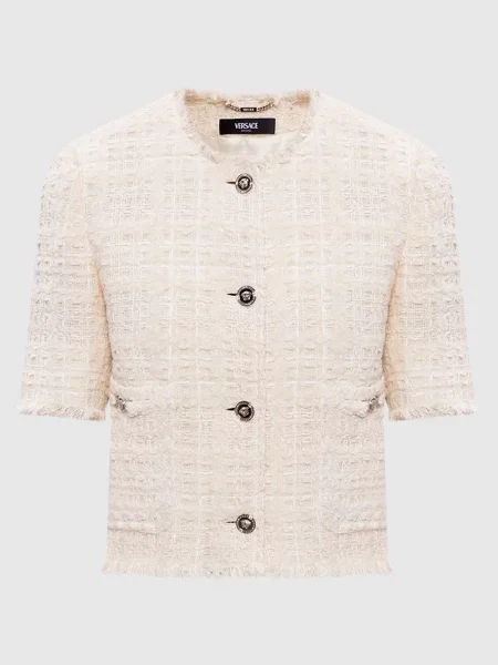 Твідовий жакет в клітинку Versace бежевий