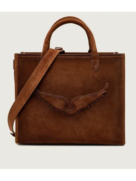 Zadig&Voltaire Geantă shopper Angel | piele întoarsă maro