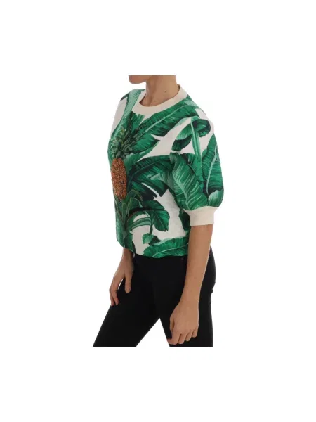 Sweter Dolce And Gabbana w tropikalny nadruk zielony