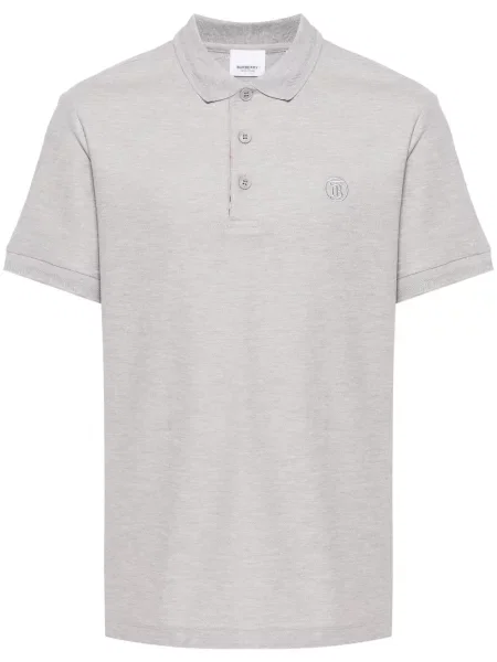 Polo Burberry cu broderie gri
