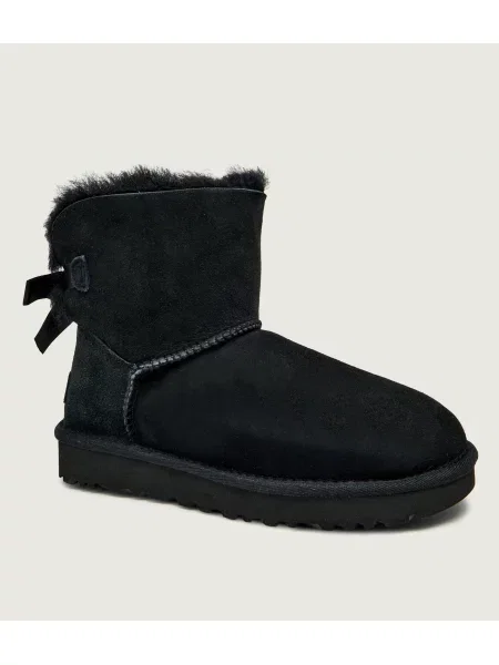 UGG Bocanci MINI BAILEY BOW II | piele întoarsă negru