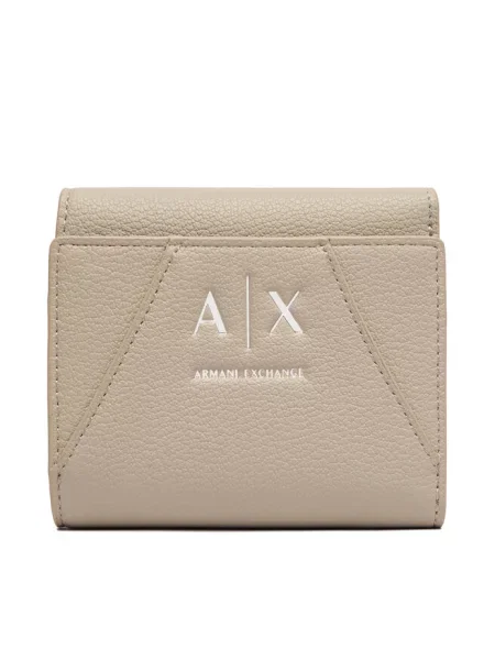 Armani Exchange portfel z imitacji skóry beżowy