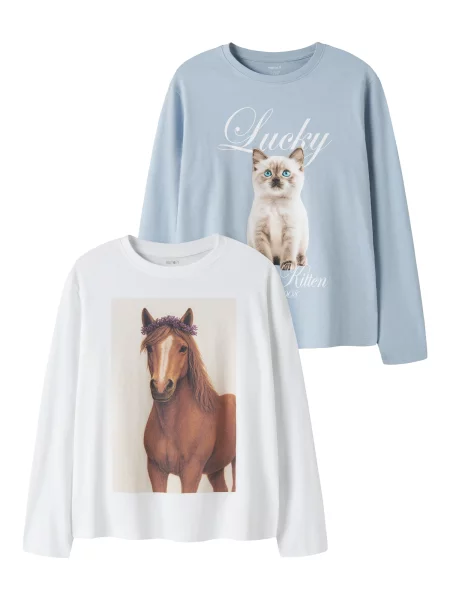 NAME IT Tricou NKFVOTEA opal / maro / grej alb
