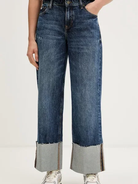 Guess Jeans blugi wide leg pentru femei albastru