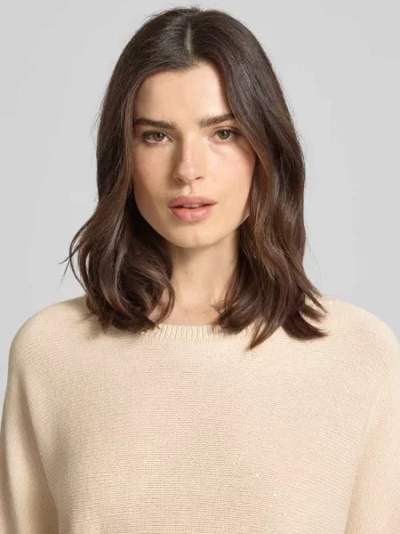 Sweter w kroju regular fit w imitacji dzianiny z cekinowym obszyciem Comma