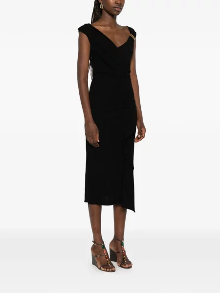 Rochie Max Mara cu volane drapată negru