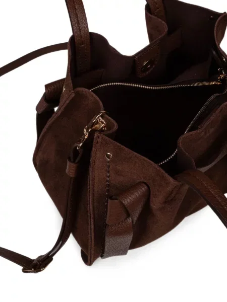 Geantă shopper Visona` din piele de căprioară maro