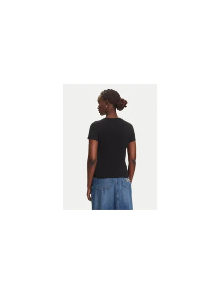 Tommy Jeans Póló Linear Slim Fit fekete