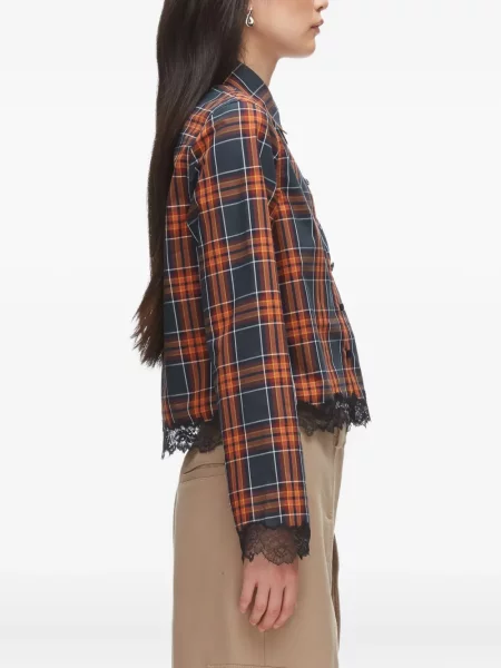 Карирана риза 3.1 Phillip Lim с дантела изрязани червено