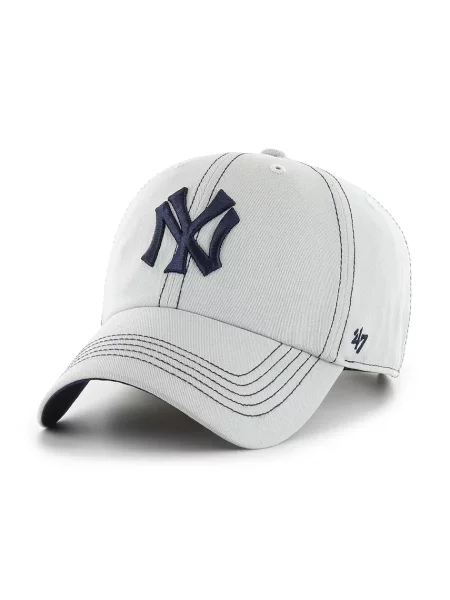 Шапка с козирка 47 brand MLB New York Yankees с апликация сиво