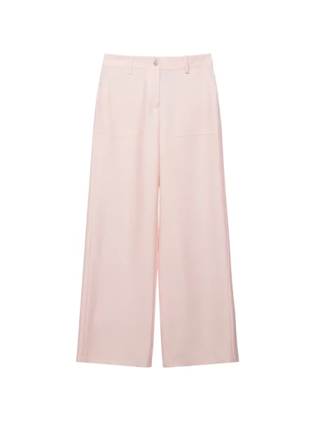 Pantaloni Shanghai Tang de mătase evazate roz