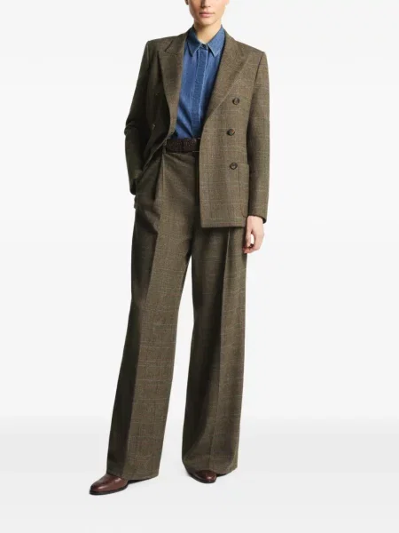 Pantaloni Fay în carouri verde