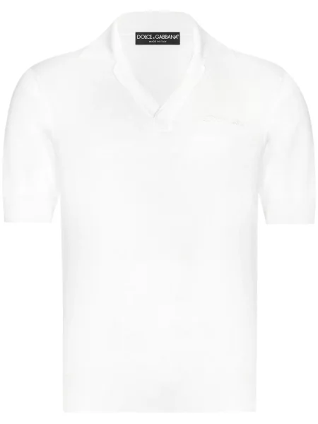 Polo Dolce & Gabbana cu broderie de mătase alb