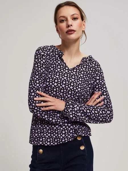 Bluză Marisse cu decolteu în V negru