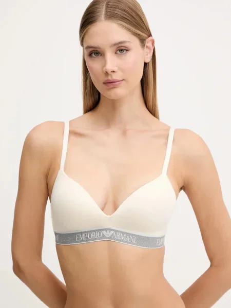 Сутиен Emporio Armani Underwear с изчистен дизайн бежово