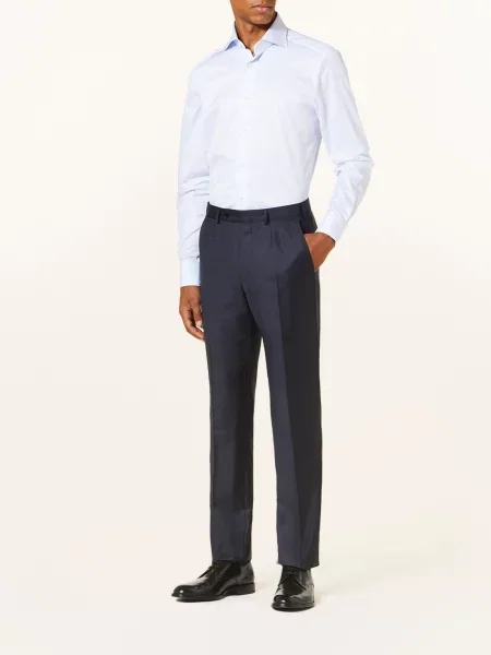 Zegna Spodnie Garniturowe Regular Fit blau granatowe