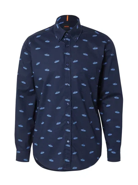 Boss Orange camasa din barbati marin cu guler button-down regular albastru