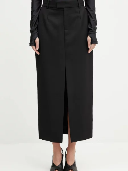 Anine Bing fustă de lână meredith maxi drept negru