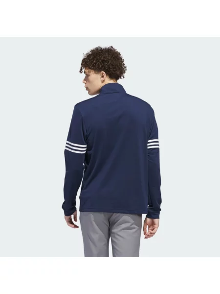 Pruhovaný svetr Adidas s polovičními zipem tmavě modrý