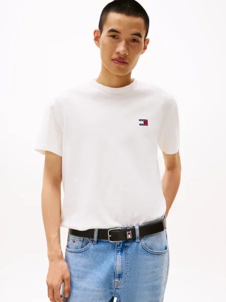 Koszulka Tommy Jeans klasyczna z dekoltem w kształcie litery U biała