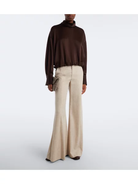 Top Brunello Cucinelli din satin maro