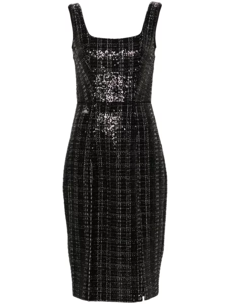Rochie midi Genny din tweed până la genunchi de costum negru