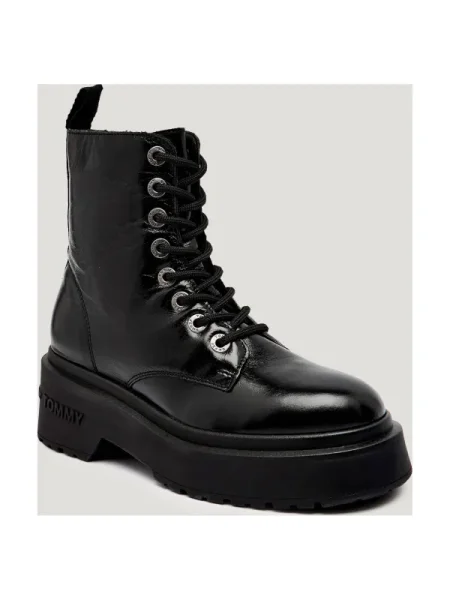 Tommy Jeans De piele botine cu platformă negru