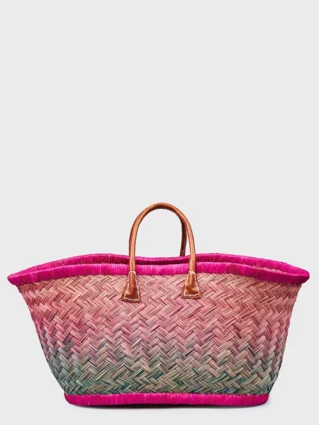 Le Comptoir de la plage Aravola Пляжна сумка Рожевий Солома зелена