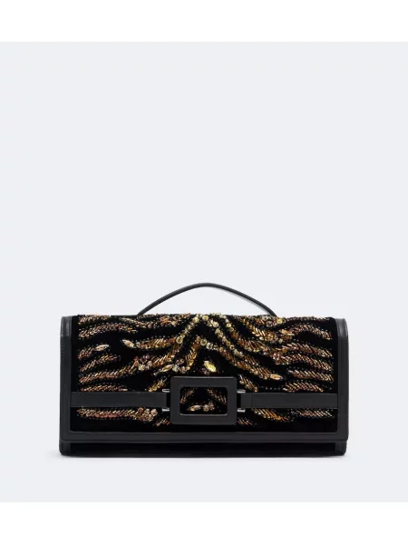Geantă plic Roger Vivier de catifea negru