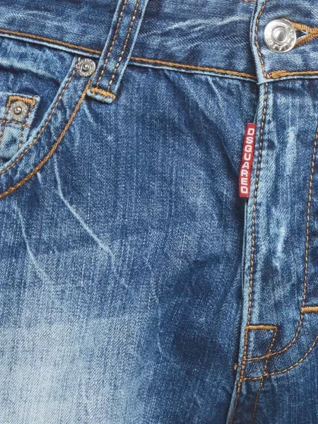 Džinsai Dsquared2 su nubrozdinimais penkių kišenių dizainas mėlyna