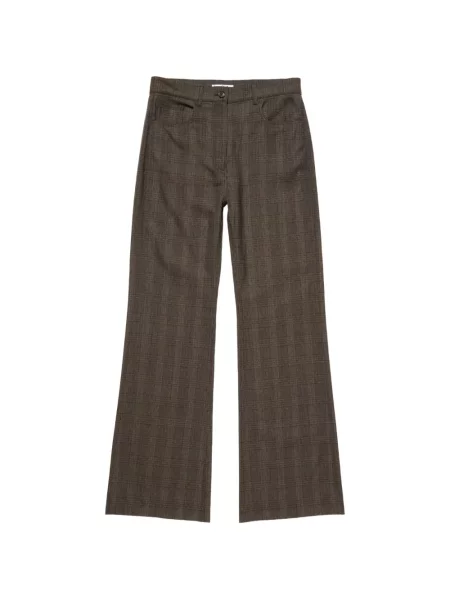 Pantaloni Acne Studios de lână în carouri maro