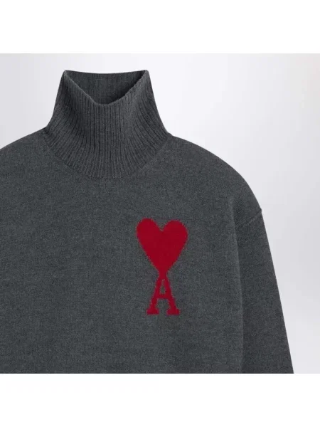 Sweter Ami Paris wełniany szary