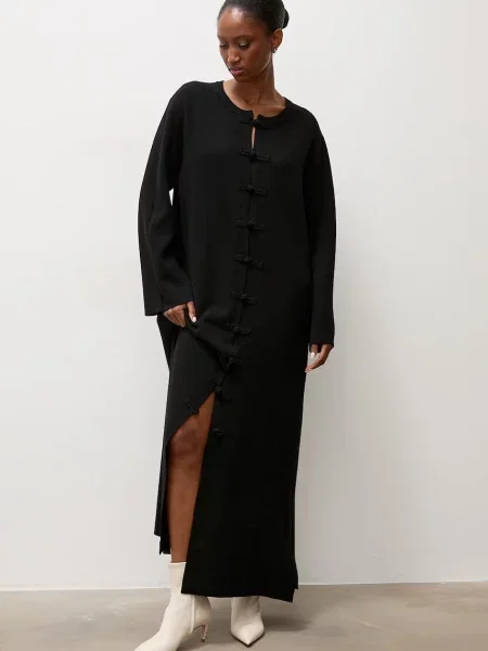 Answear.LAB rochie tricotată cu vâscoză negru