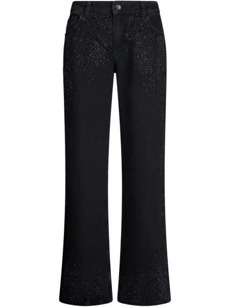 Širokih nogu vještački dijamant traperice Liu Jo crna