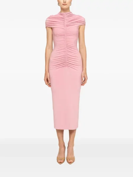 Rochie midi Nissa cu volane roz