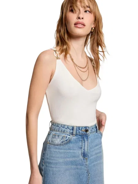Top Morgan De Toi cu decolteu în V alb