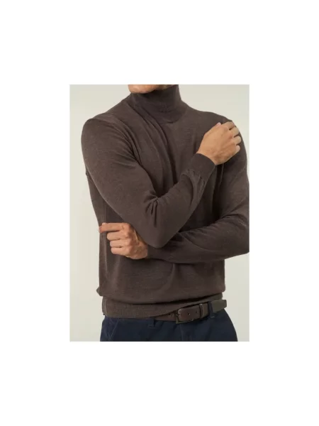 Sweter Barba Napoli wełniany brązowy