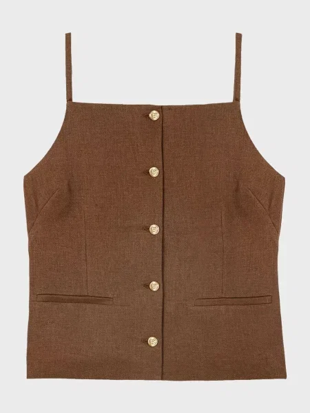 Лляний жилет Maje коричневий