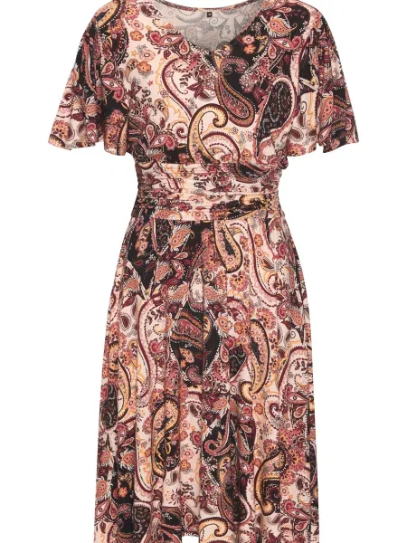 VIVANCE Obleka bež / svetlo rjava / pastelno rdeča črna