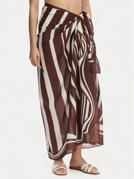 Seafolly spódnica plażowa Coastline Sarong brązowa