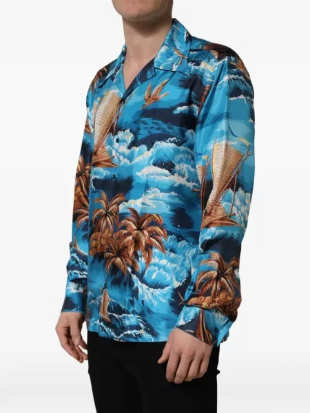 Selyem ing Dolce & Gabbana nyomtatás kék