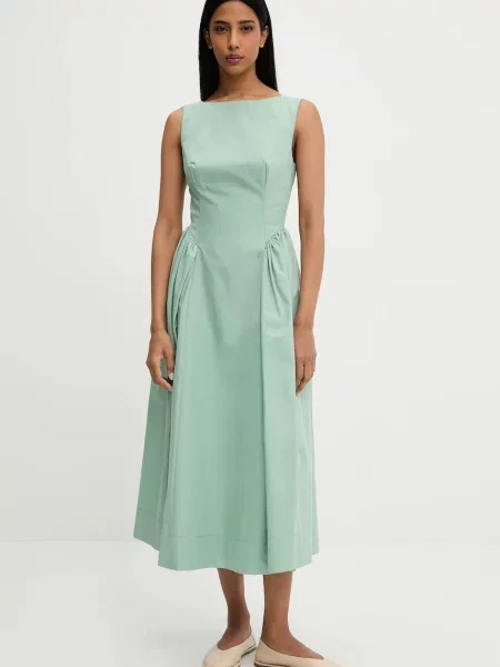 Answear Lab sukienka turkusowy midi rozkloszowana