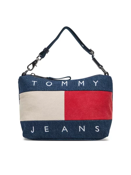 Tommy Jeans Ročna torba Tjw Archive Denim Shoulder Bag Modra bela
