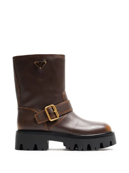 Botine Prada din piele maro