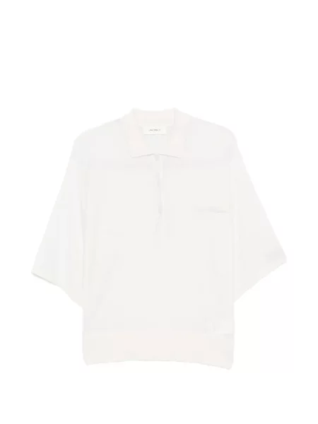 Gulerat tricou polo Lisa Yang alb